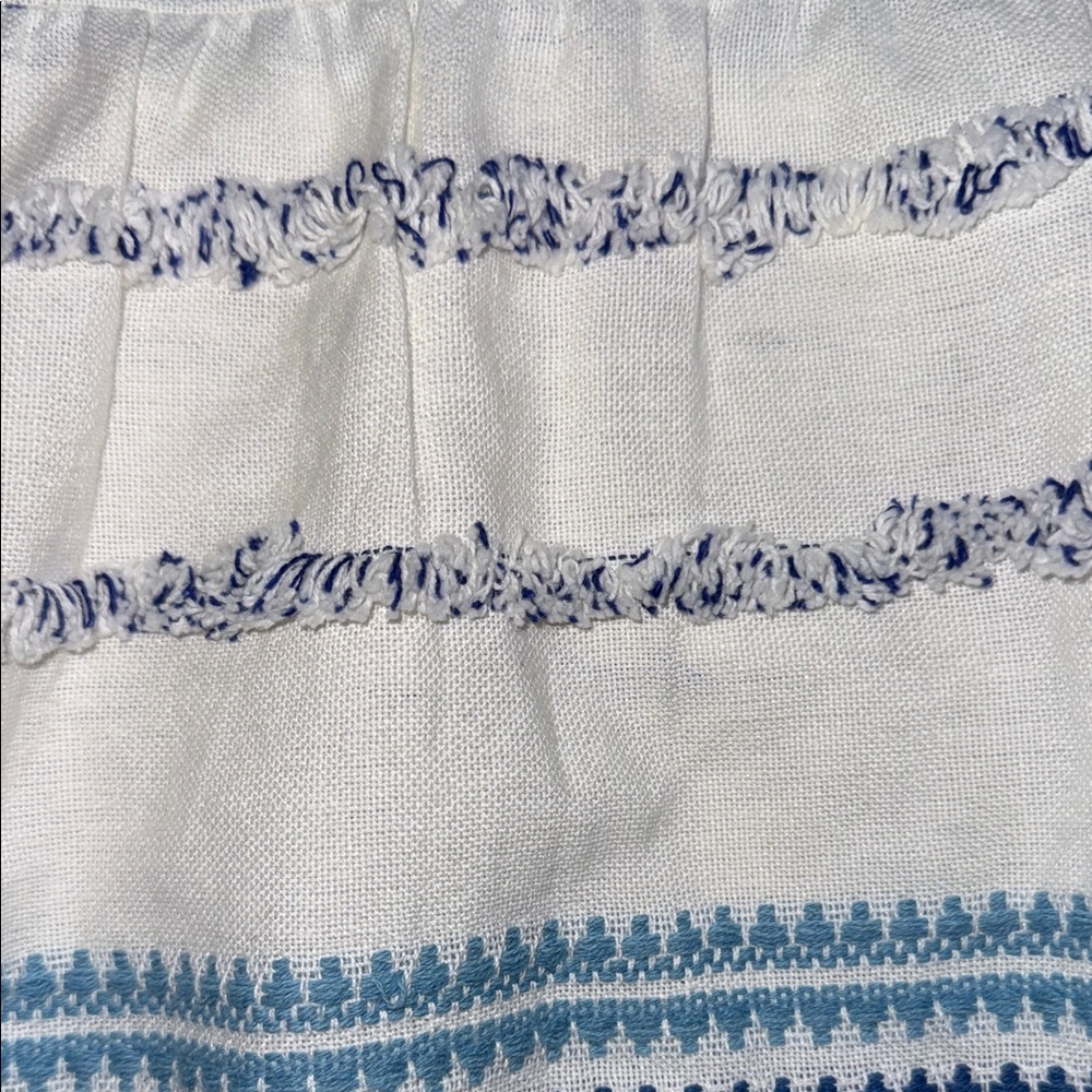 Saylor X Revovle White blue ruffle sleeve midi dress Coastal Midi Boho Size L - Picture 10 of 12